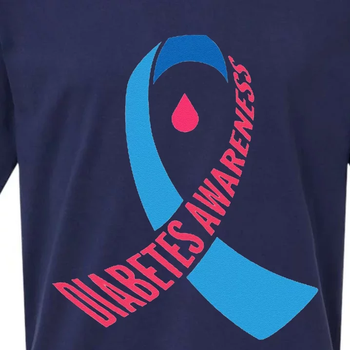 Diabetes Awareness Ribbon With Blood Drop Design Sueded Cloud Jersey T-Shirt