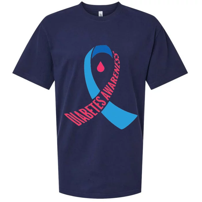 Diabetes Awareness Ribbon With Blood Drop Design Sueded Cloud Jersey T-Shirt