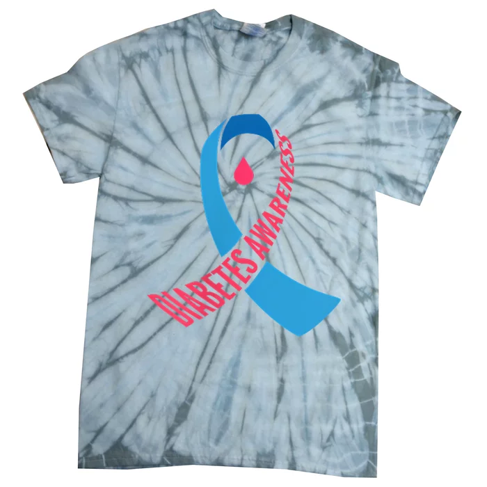 Diabetes Awareness Ribbon With Blood Drop Design Tie-Dye T-Shirt