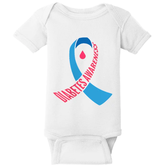 Diabetes Awareness Ribbon With Blood Drop Design Baby Bodysuit