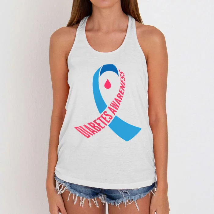 Diabetes Awareness Ribbon With Blood Drop Design Women's Knotted Racerback Tank