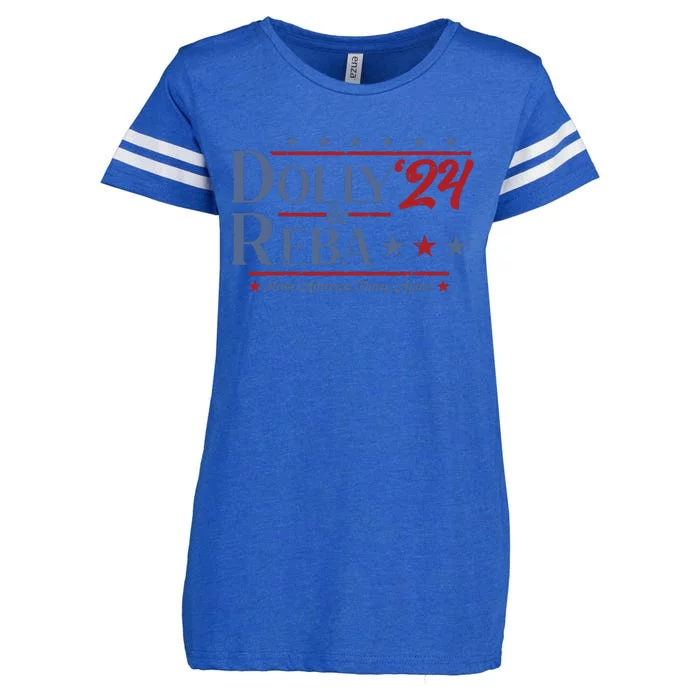 Dolly And Reba 2024 Make America Fancy Again Retro Vintage Enza Ladies Jersey Football T-Shirt