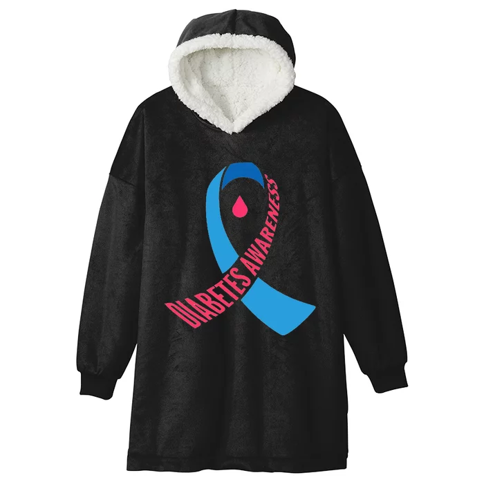 Diabetes Awareness Ribbon With Blood Drop Design Hooded Wearable Blanket