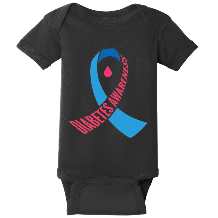 Diabetes Awareness Ribbon With Blood Drop Design Baby Bodysuit