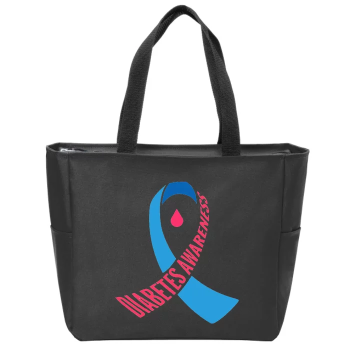 Diabetes Awareness Ribbon With Blood Drop Design Zip Tote Bag