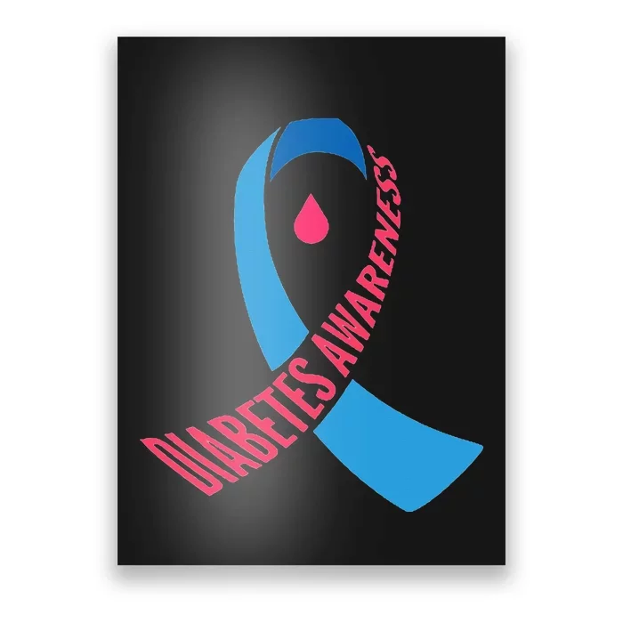 Diabetes Awareness Ribbon With Blood Drop Design Poster