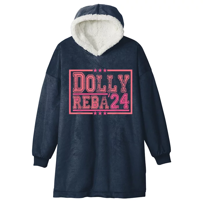 Dolly And Reba For President Pink 2024 Hooded Wearable Blanket