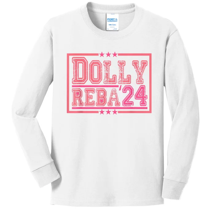 Dolly And Reba For President Pink 2024 Kids Long Sleeve Shirt