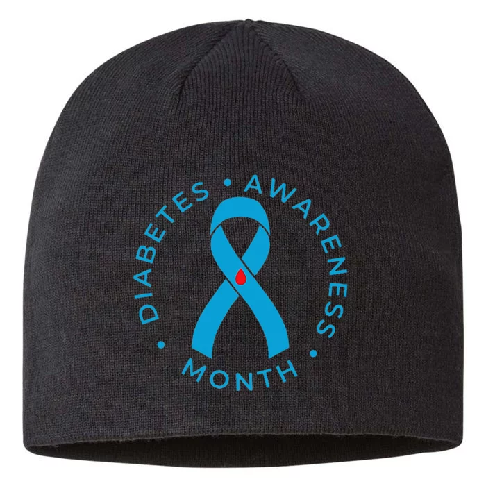 Diabetes Awareness Ribbon Type 1 One Two 2 T1D 8 1/2in Sustainable Knit Beanie