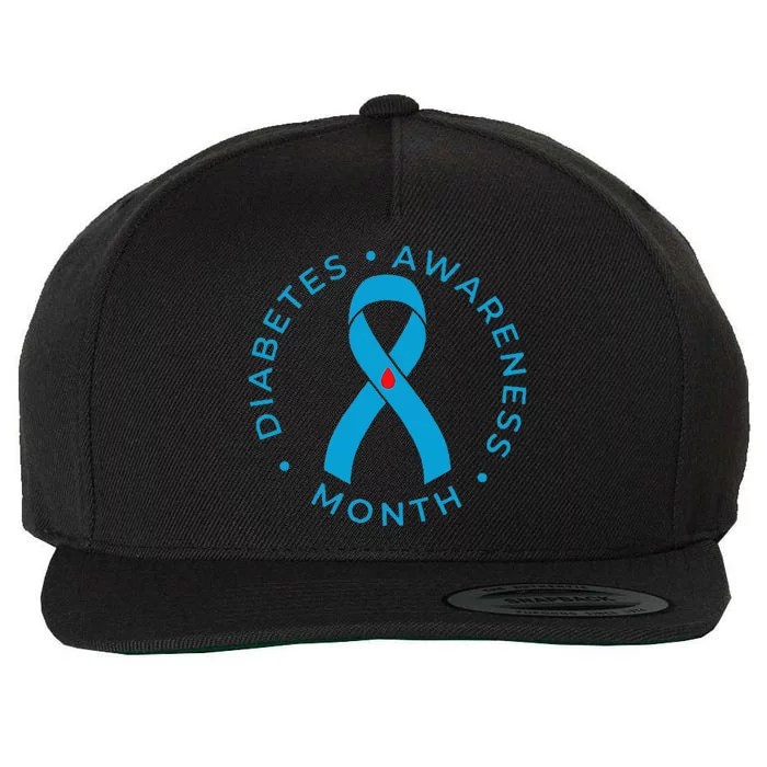 Diabetes Awareness Ribbon Type 1 One Two 2 T1D Wool Snapback Cap