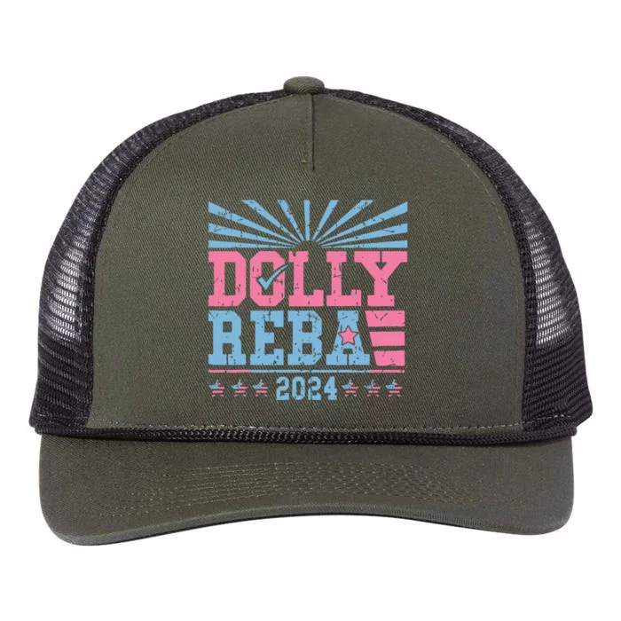 Dolly And Reba 2024 For President Retro Rope Trucker Hat Cap