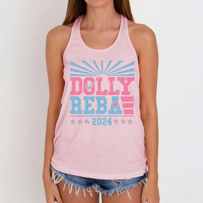 Dolly And Reba 2024 For President Women's Knotted Racerback Tank