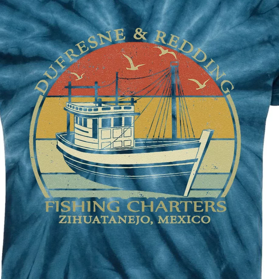 Dufresne And Redding Fishing Charters Vintage Fishing Boat Kids Tie-Dye T-Shirt