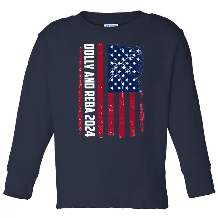 Dolly And Reba 2024 Dolly And Reba 2024 Usa Grungded Flag Toddler Long Sleeve Shirt