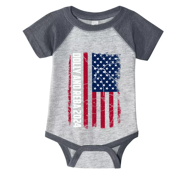 Dolly And Reba 2024 Dolly And Reba 2024 Usa Grungded Flag Infant Baby Jersey Bodysuit