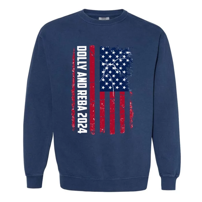 Dolly And Reba 2024 Dolly And Reba 2024 Usa Grungded Flag Garment-Dyed Sweatshirt