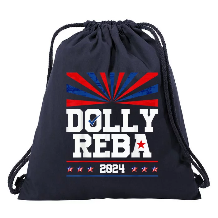 Dolly And Reba 2024 Make America Fancy Again Drawstring Bag