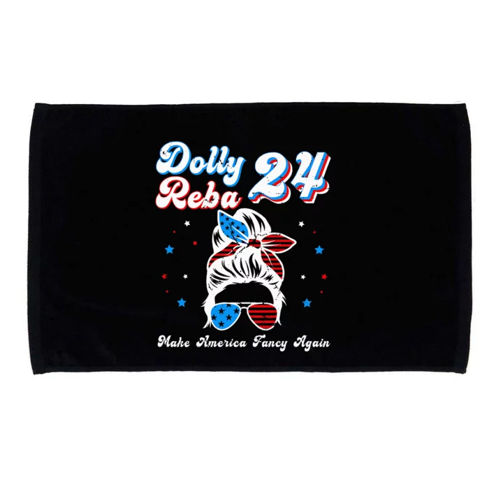 Dolly And Reba 2024 Make America Fancy Again Messy Bun Microfiber Hand Towel