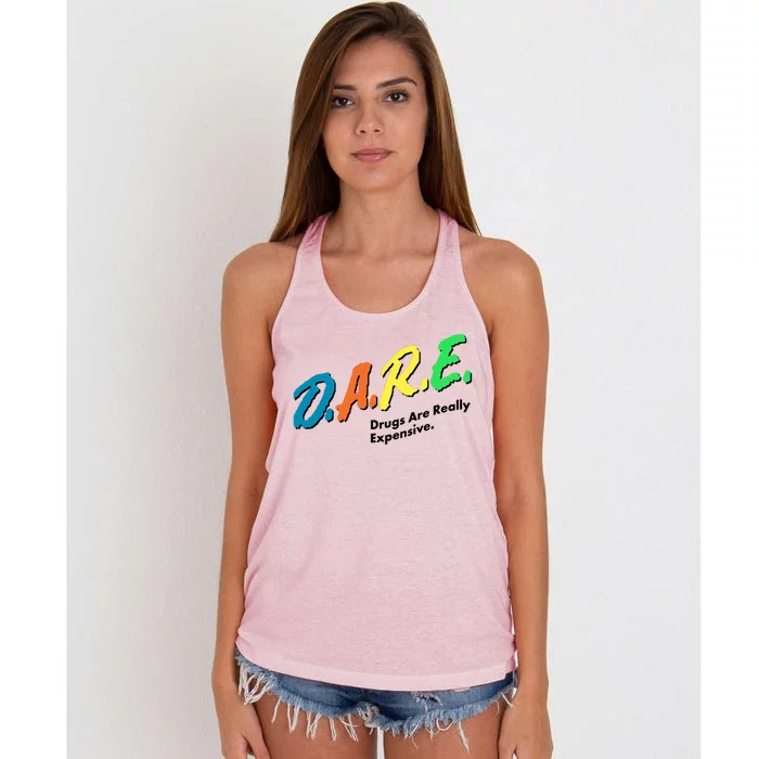 Dare Drugs Are Really Expensive Women's Knotted Racerback Tank