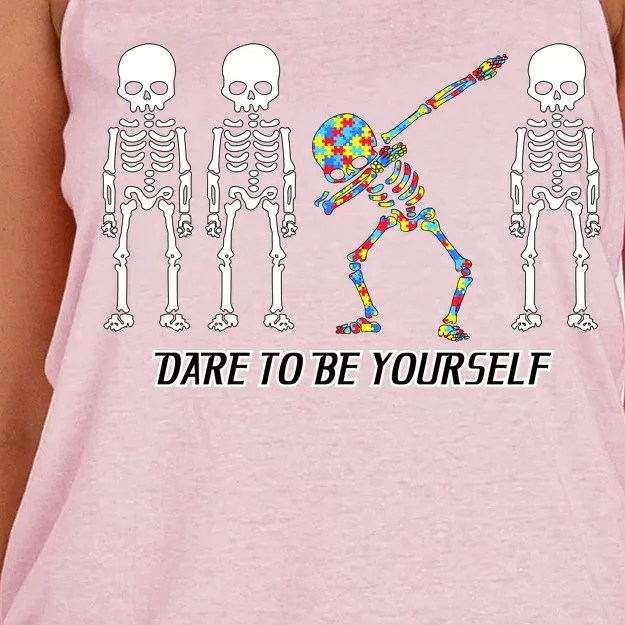 Dare To Be Yourself Autism Awareness Women's Knotted Racerback Tank