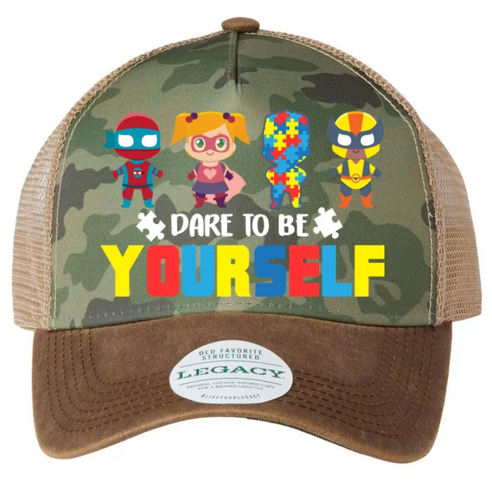 Dare To Be Yourself Superhero Autism Legacy Tie Dye Trucker Hat