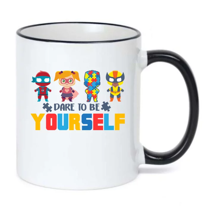 Dare To Be Yourself Superhero Autism Black Color Changing Mug