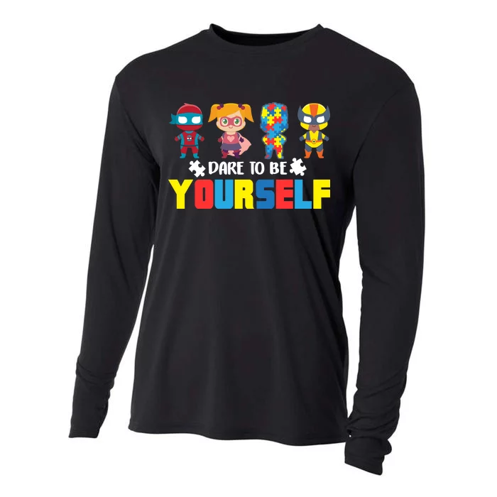 Dare To Be Yourself Superhero Autism Cooling Performance Long Sleeve Crew