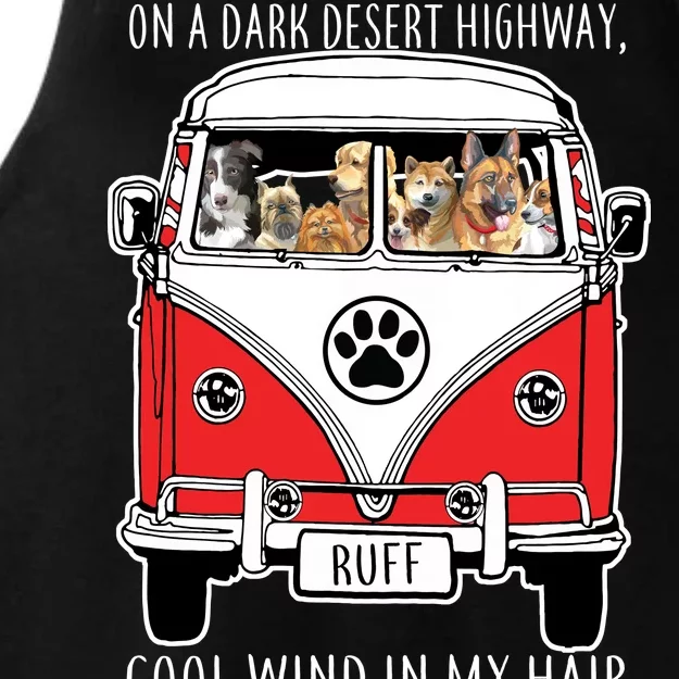 Dark Desert Highway Dog Feel Cool Wind In My Hair Ladies Tri-Blend Wicking Tank