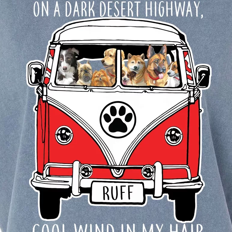 Dark Desert Highway Dog Feel Cool Wind In My Hair Garment-Dyed Women's Muscle Tee