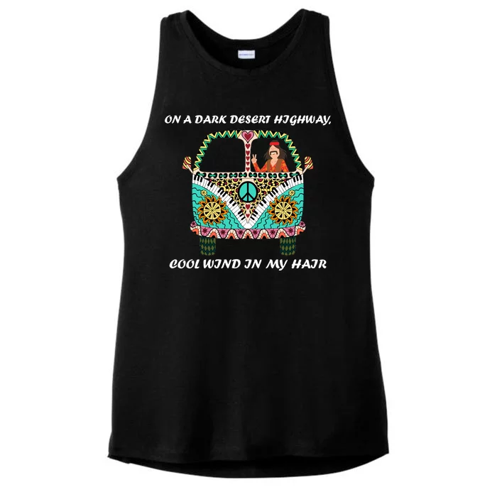 Dark Desert Highway Funny Hippie Ladies Tri-Blend Wicking Tank