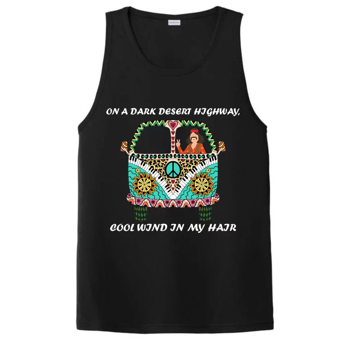 Dark Desert Highway Funny Hippie Performance Tank