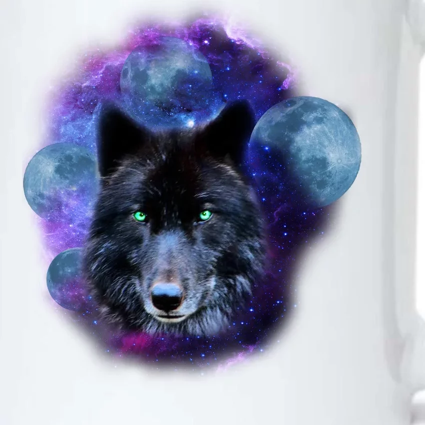 Dark Moon Wolf Galaxy Black Color Changing Mug