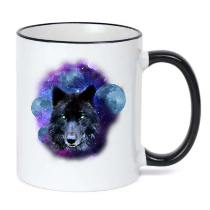 Dark Moon Wolf Galaxy Black Color Changing Mug