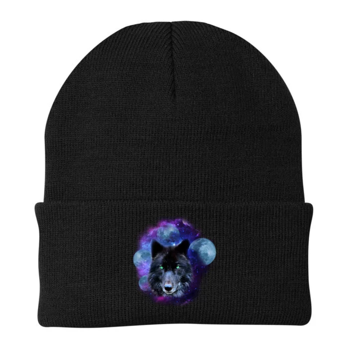 Dark Moon Wolf Galaxy Knit Cap Winter Beanie