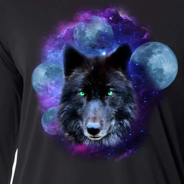 Dark Moon Wolf Galaxy Cooling Performance Long Sleeve Crew