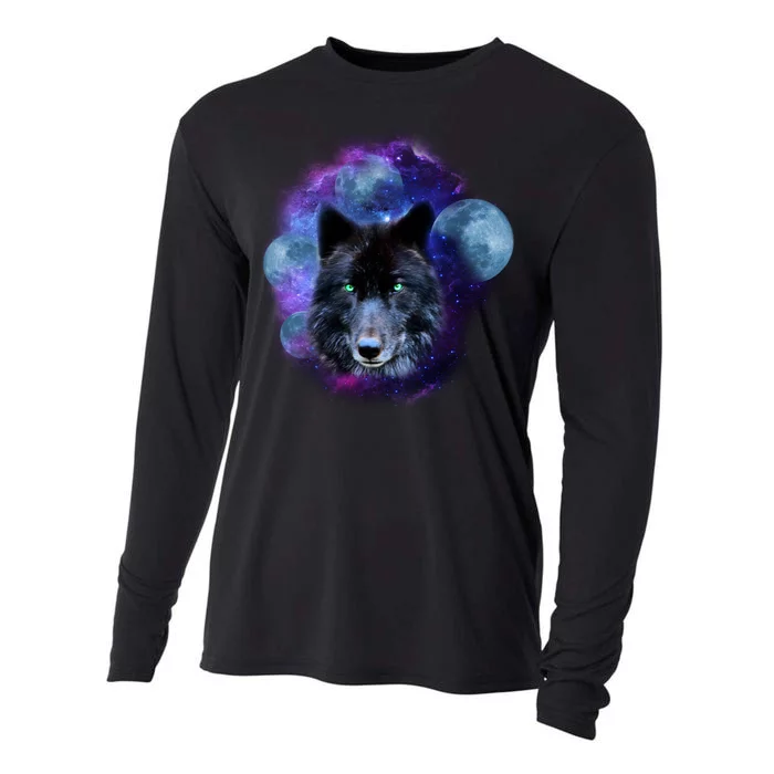 Dark Moon Wolf Galaxy Cooling Performance Long Sleeve Crew