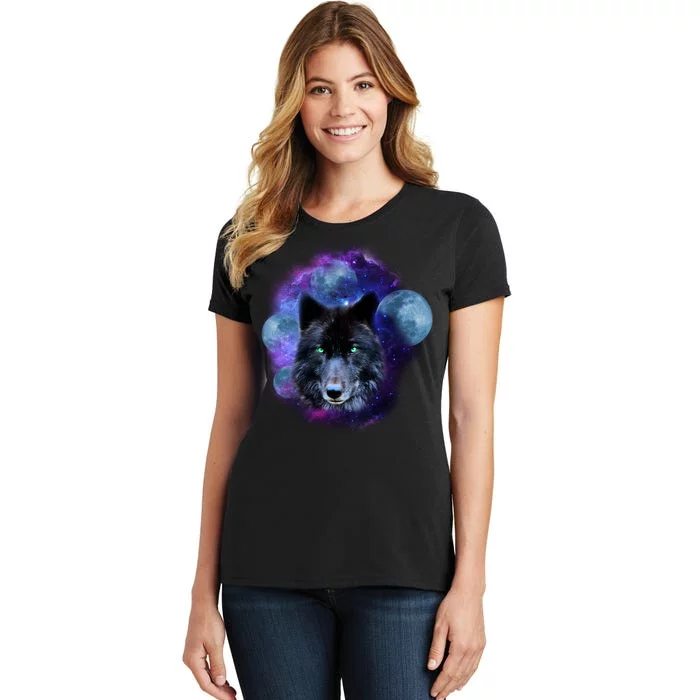 Dark Moon Wolf Galaxy Women's T-Shirt