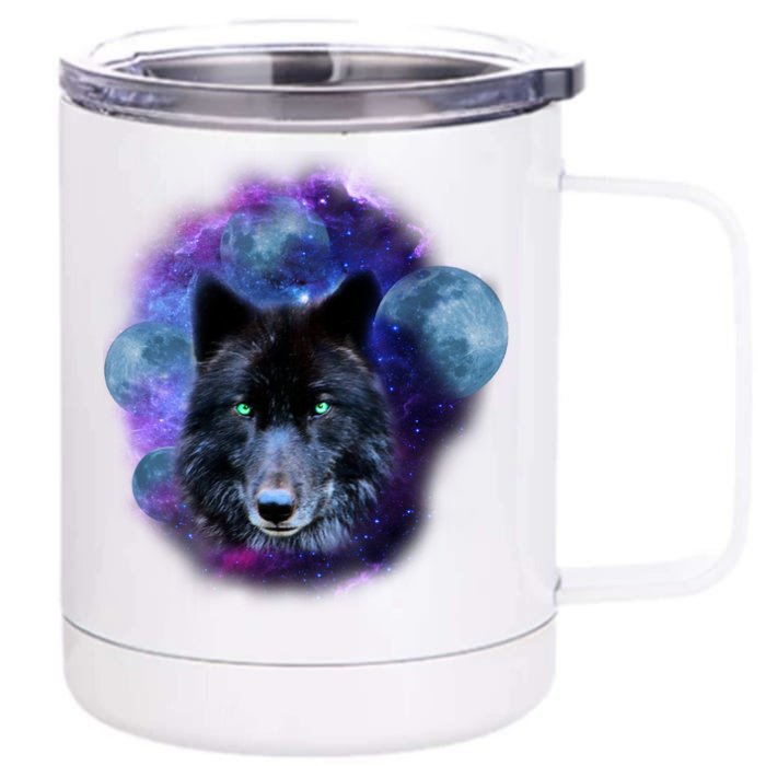 Dark Moon Wolf Galaxy Front & Back 12oz Stainless Steel Tumbler Cup