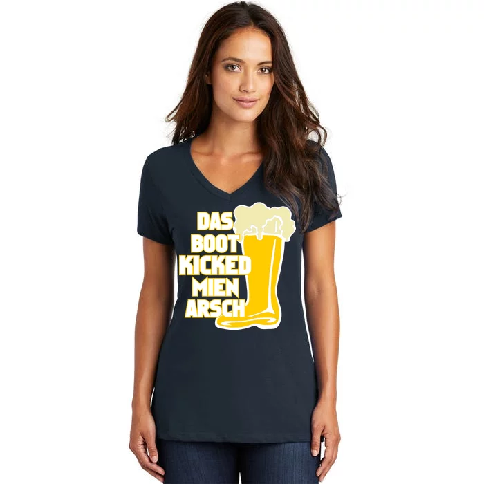 Das Boot Kicked Mien Arsch Women's V-Neck T-Shirt