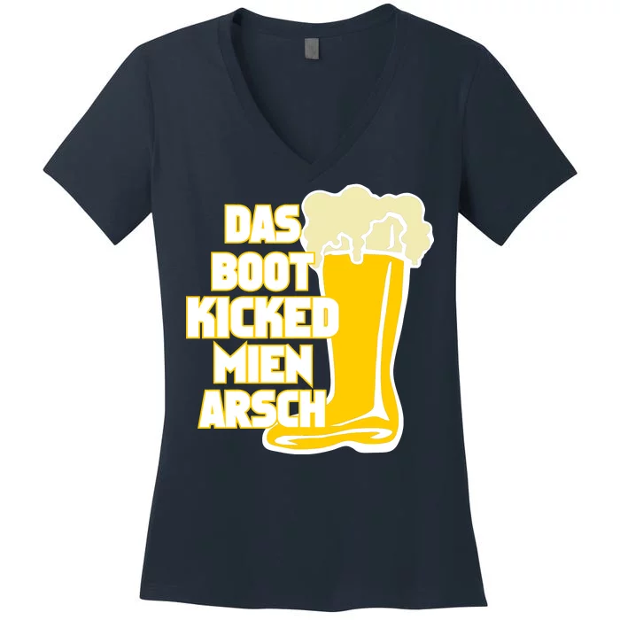 Das Boot Kicked Mien Arsch Women's V-Neck T-Shirt