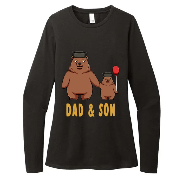 Dad And Son Matching Couple Bear Camping Birthday Father Funny Gift Womens CVC Long Sleeve Shirt