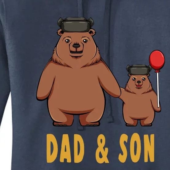 Dad And Son Matching Couple Bear Camping Birthday Father Funny Gift Women's Pullover Hoodie