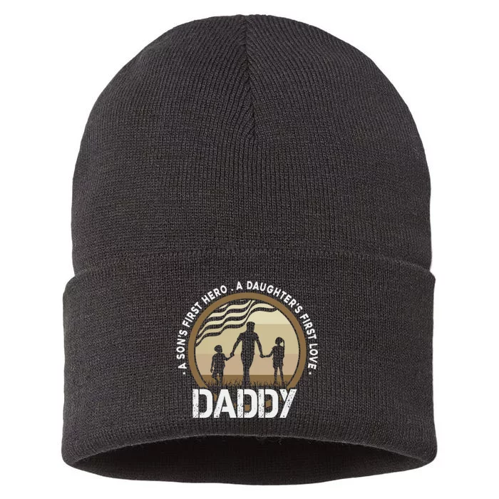 Daddy A Sons First Hero Daughters First Love Sustainable Knit Beanie