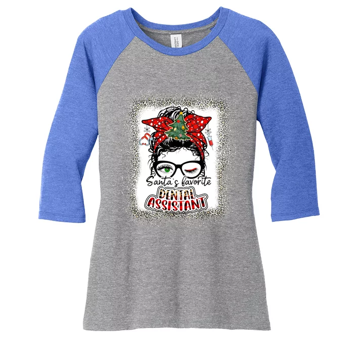 Dental Assistant SantaS Favorite Nurse Dental Assistant Elf Gift Women's Tri-Blend 3/4-Sleeve Raglan Shirt