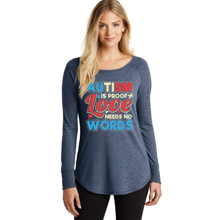 Distressed Autism Spectrum Support Love Needs No Words Cute Gift Women's Perfect Tri Tunic Long Sleeve Shirt