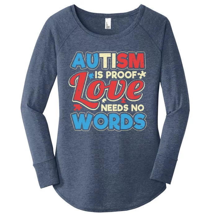 Distressed Autism Spectrum Support Love Needs No Words Cute Gift Women's Perfect Tri Tunic Long Sleeve Shirt