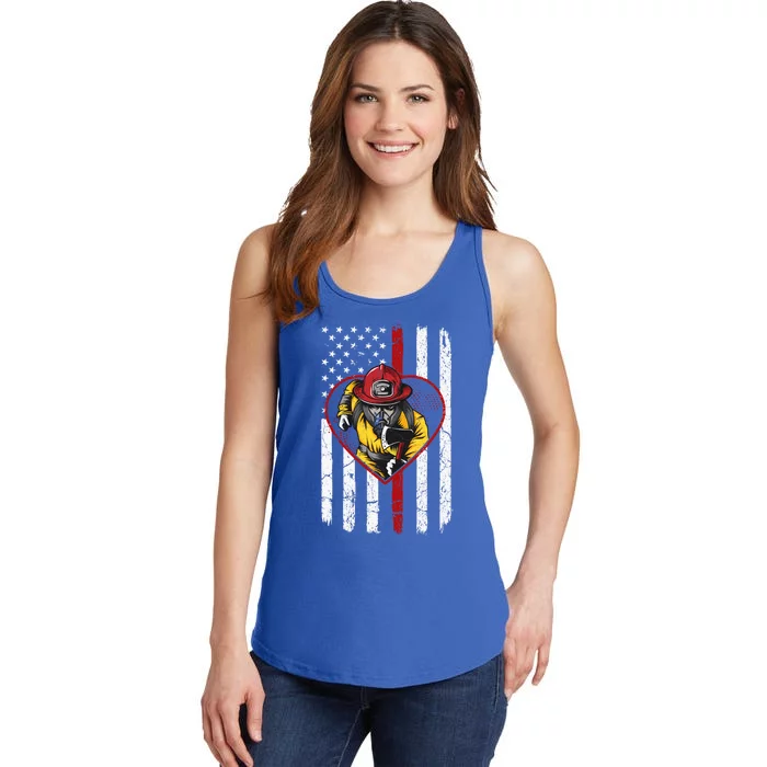 Dad And Son Firefighter Gift Ladies Essential Tank