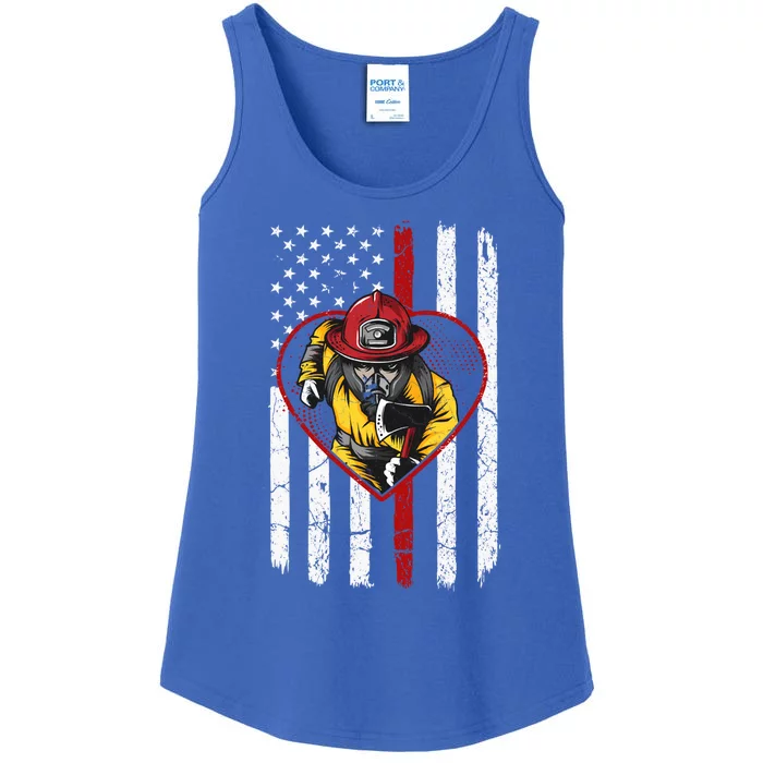 Dad And Son Firefighter Gift Ladies Essential Tank