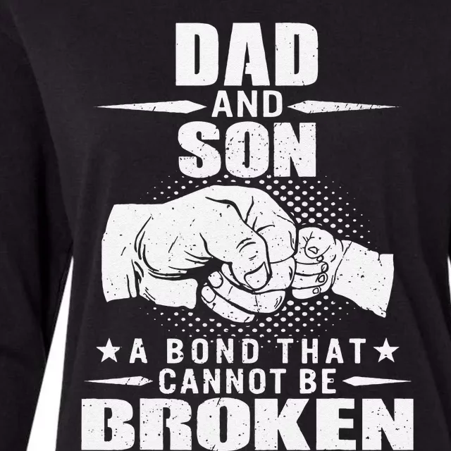 Dad And Son Unbreakable Bond Funny Fist Bump Daddy Papa Womens Cotton Relaxed Long Sleeve T-Shirt