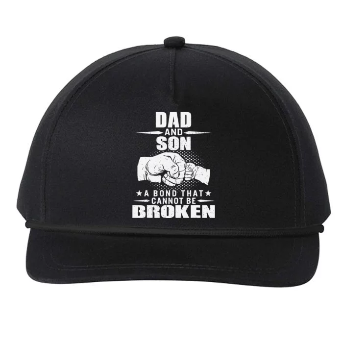 Dad And Son Unbreakable Bond Funny Fist Bump Daddy Papa Snapback Five-Panel Rope Hat